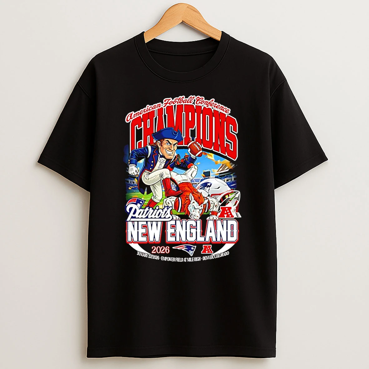 New England Patriots Afc Champions Mascot 2026 T Shirt
