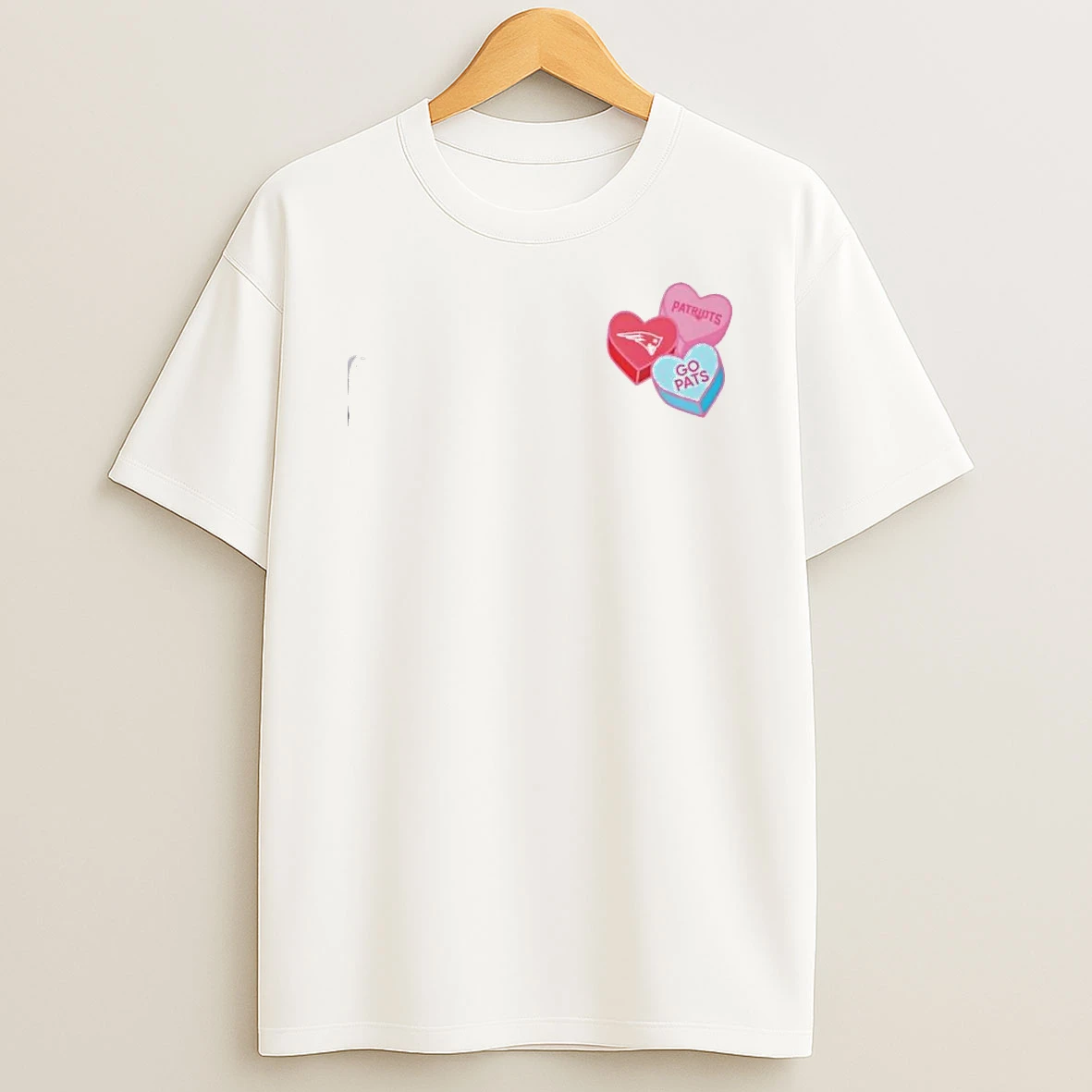 New England Patriots Go Pats Candy Heart Valentines Day T Shirt
