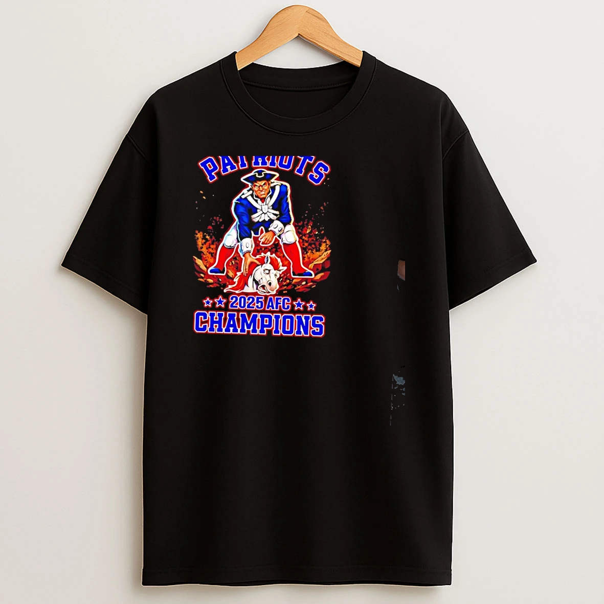 New England Patriots Nep Champs Gildan 2025 Afc Champions Mascot T Shirt