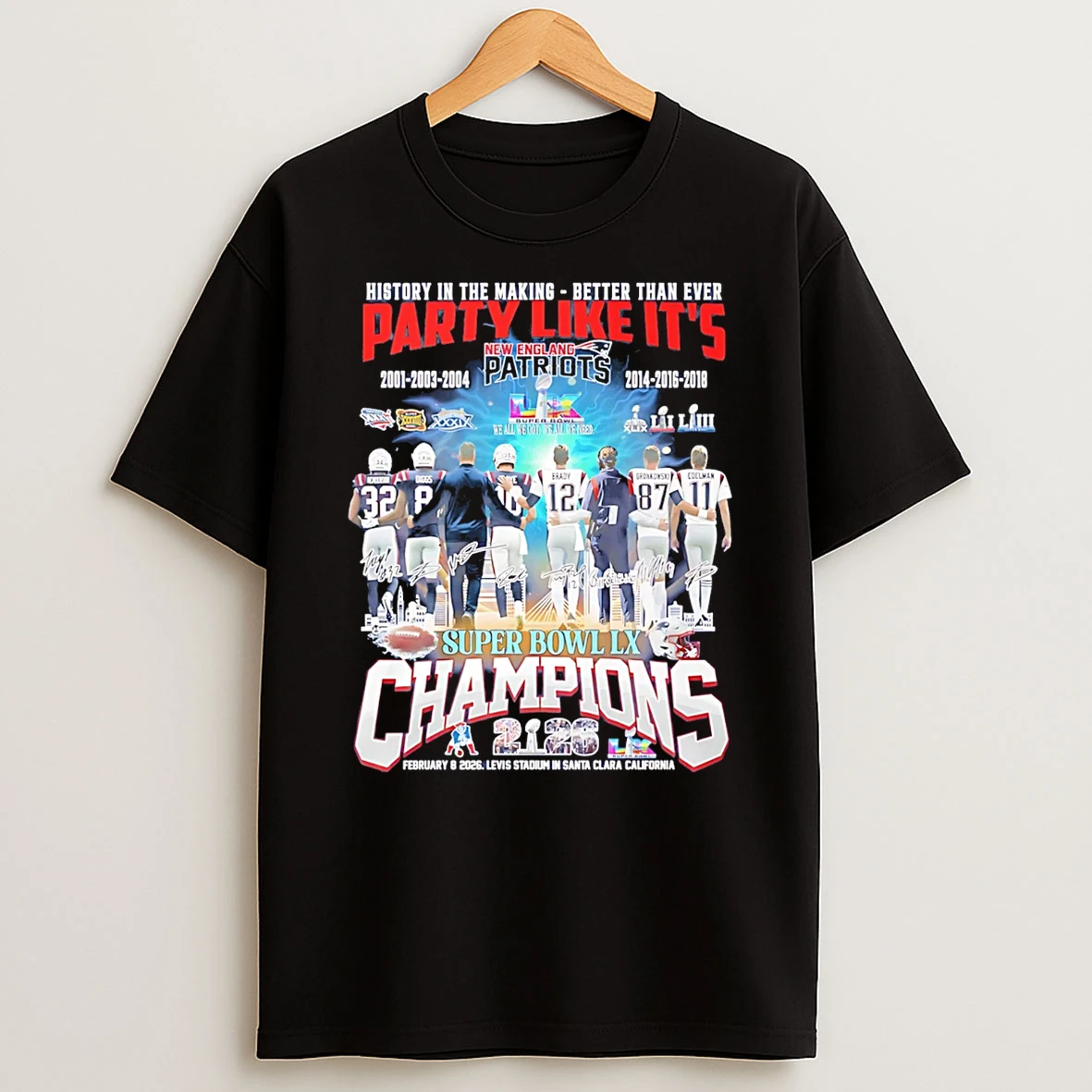 New England Patriots Party Like Its Super Bowl Lx Champions T Shirt