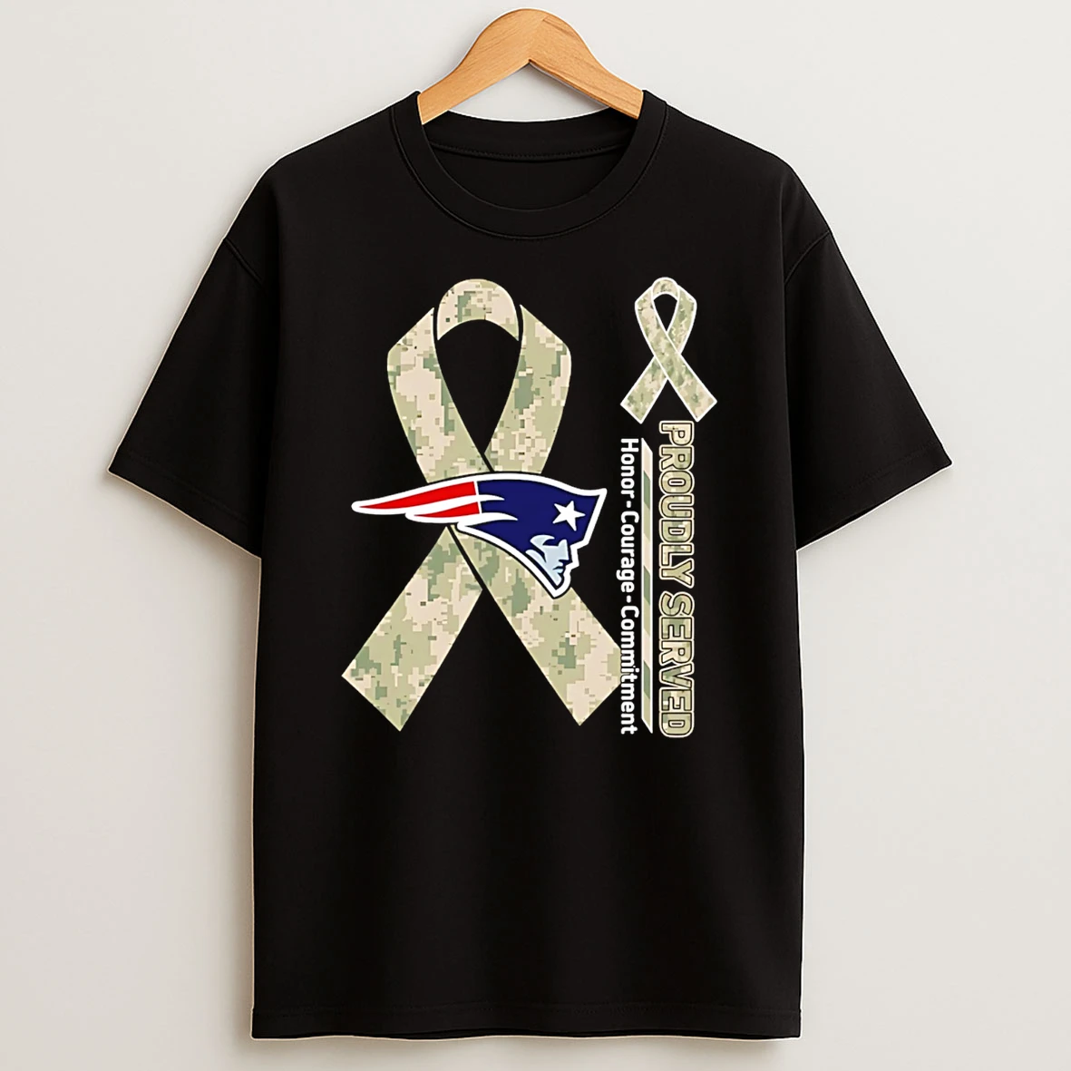 New England Patriots Proudly Served Honor Courage Commitment T Shirt