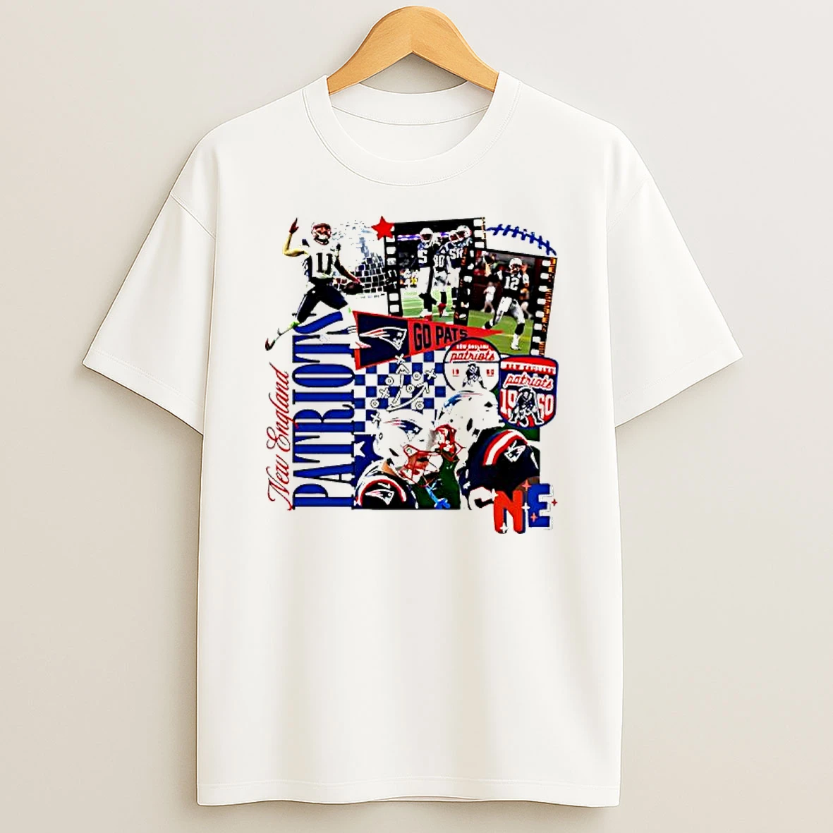 New England Patriots Super Bowl Champions Collage Graphic T Shirt