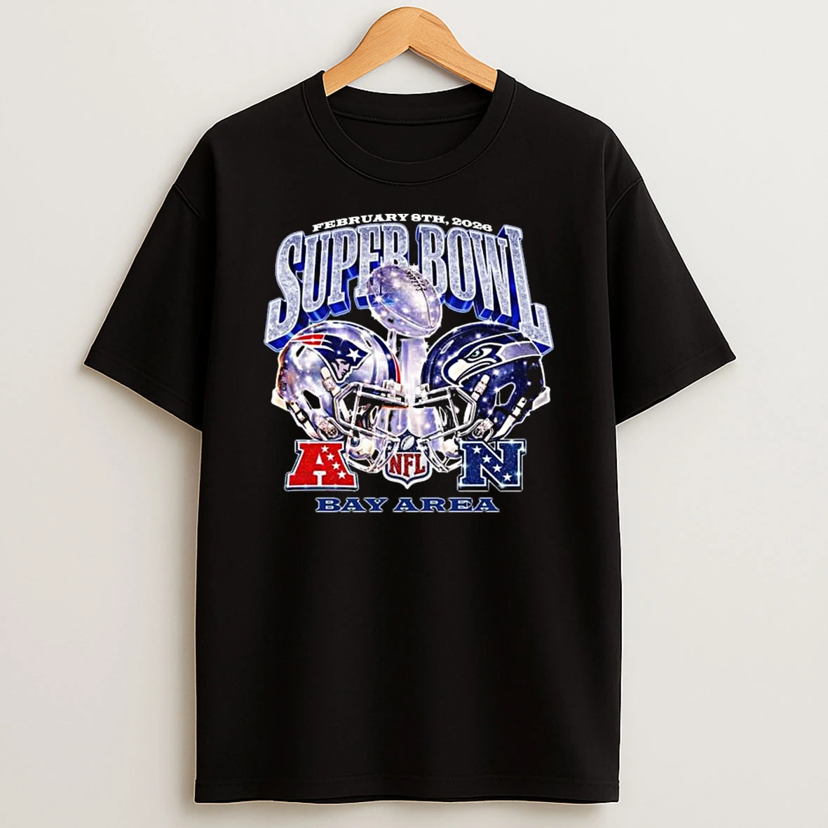 New England Patriots Vs Seattle Seahawks Helmet Matchup Super Bowl Lx 2026 At Bay Arena Diamond T Shirt