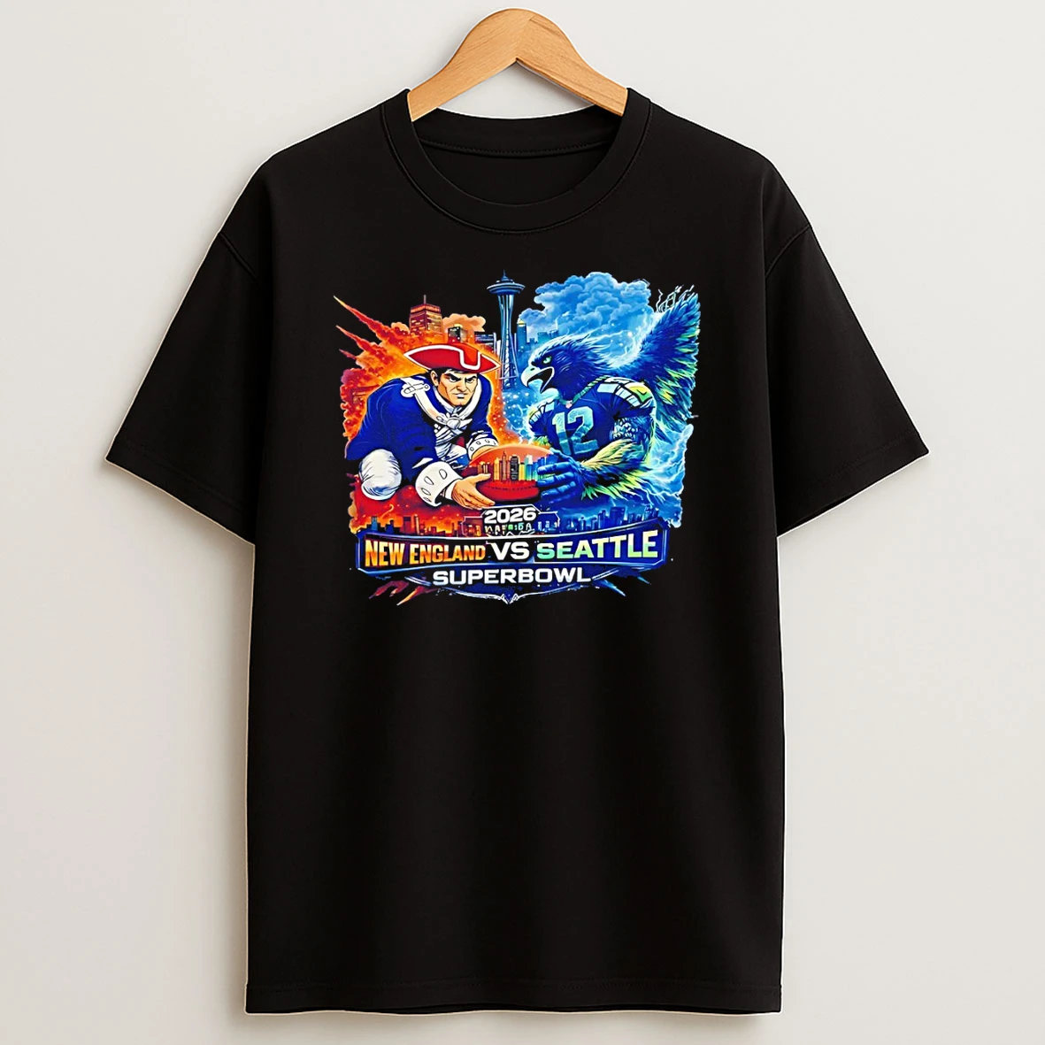 New England Patriots Vs Seattle Seahawks 2026 Super Bowl Vintage T Shirt