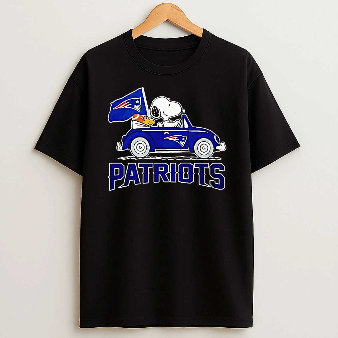 New England Patriots X Snoopy And Woodstock In Car T Shirt