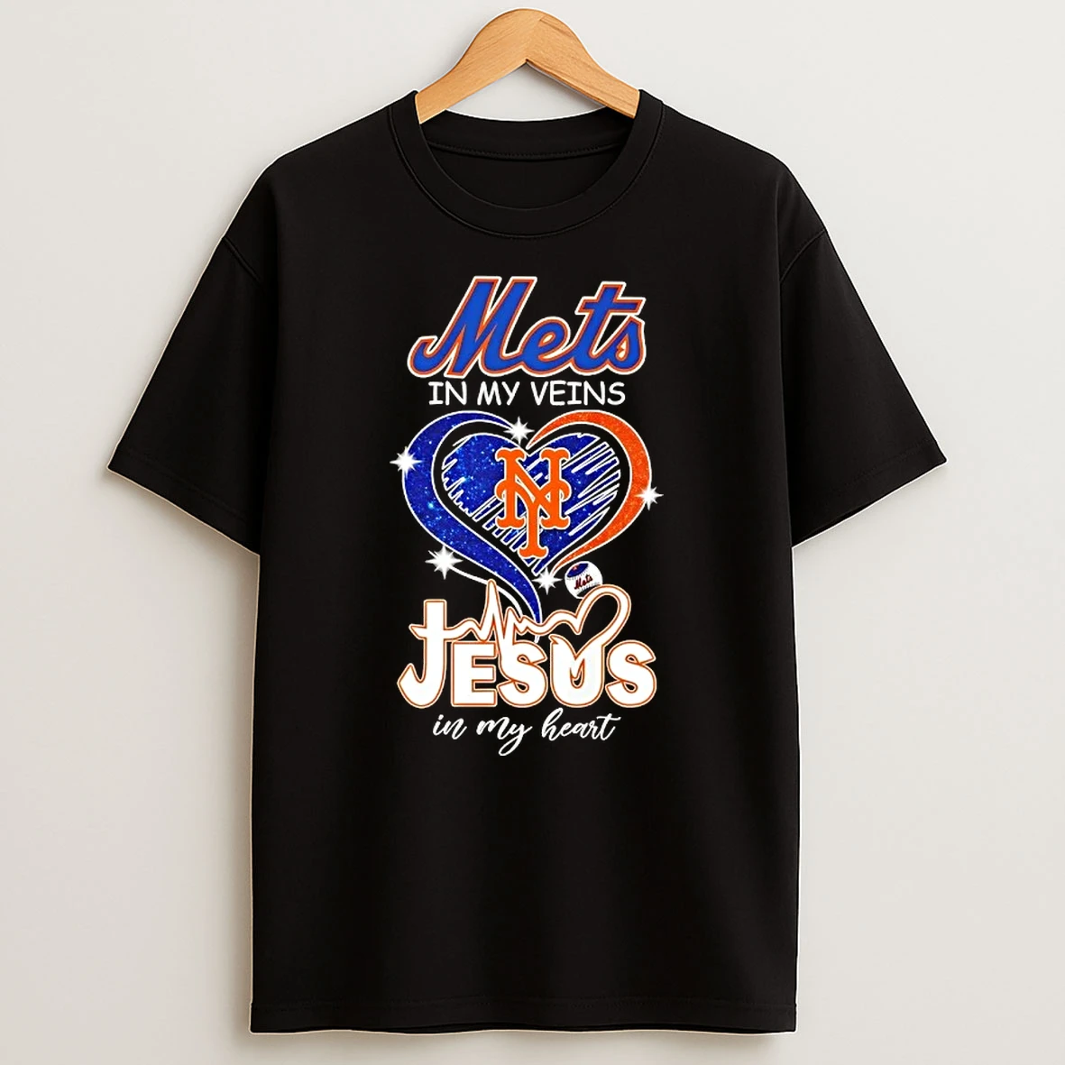 New York Mets Baseball In My Veins Jesus In My Heart Graphic T Shirt