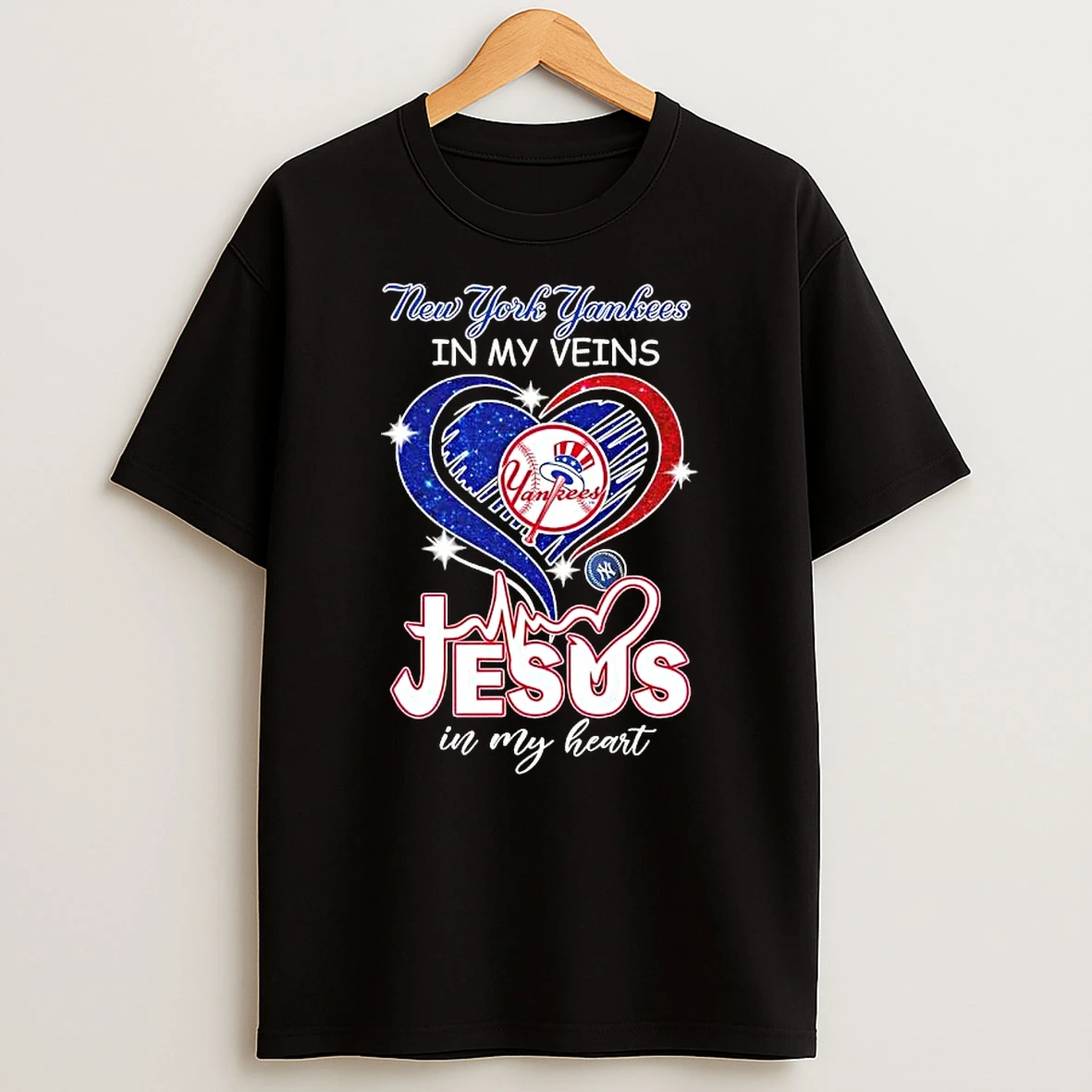 New York Yankees Baseball In My Veins Jesus In My Glitter Heart T Shirt