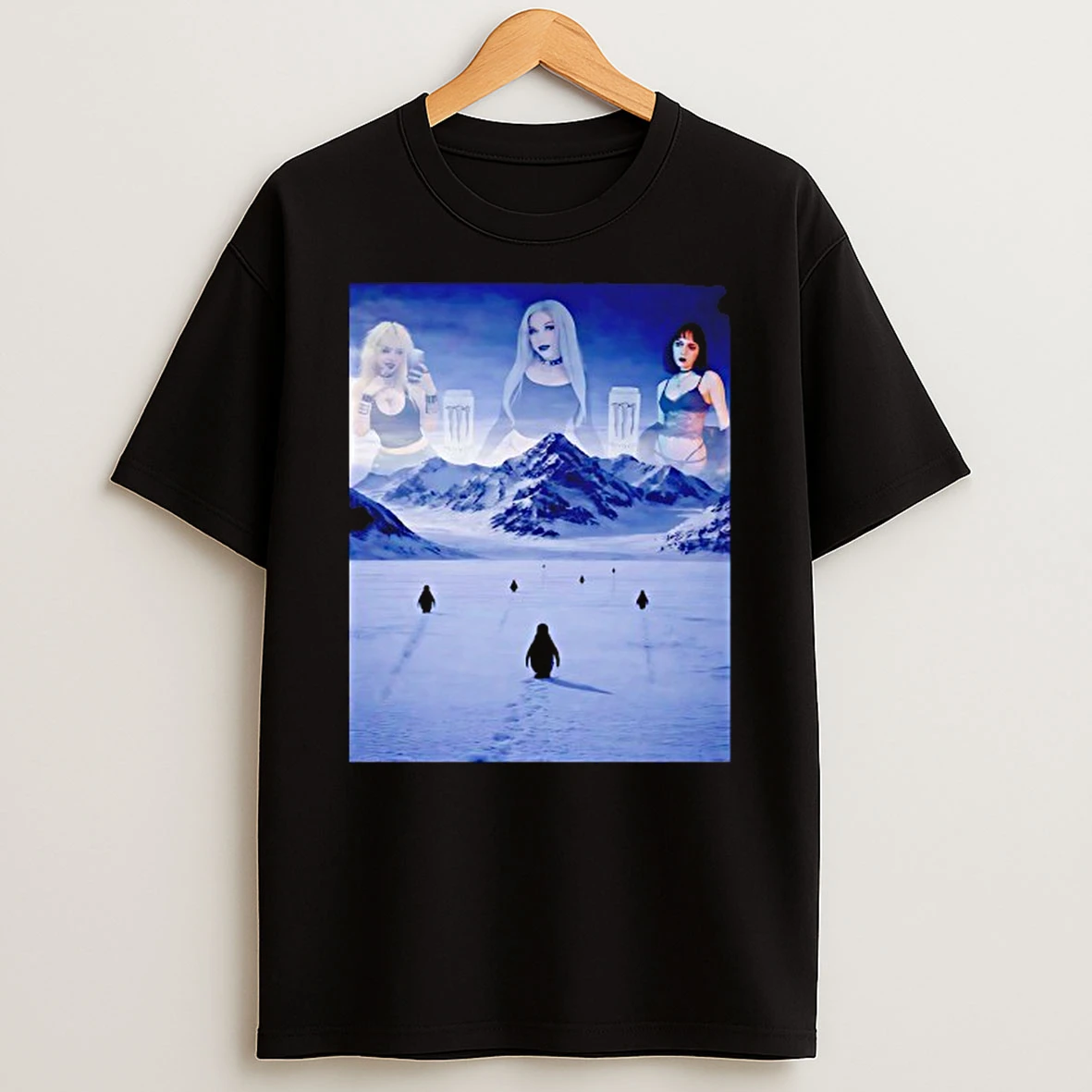 Nihilist Penguin Goth Girls White Monster Graphic T Shirt