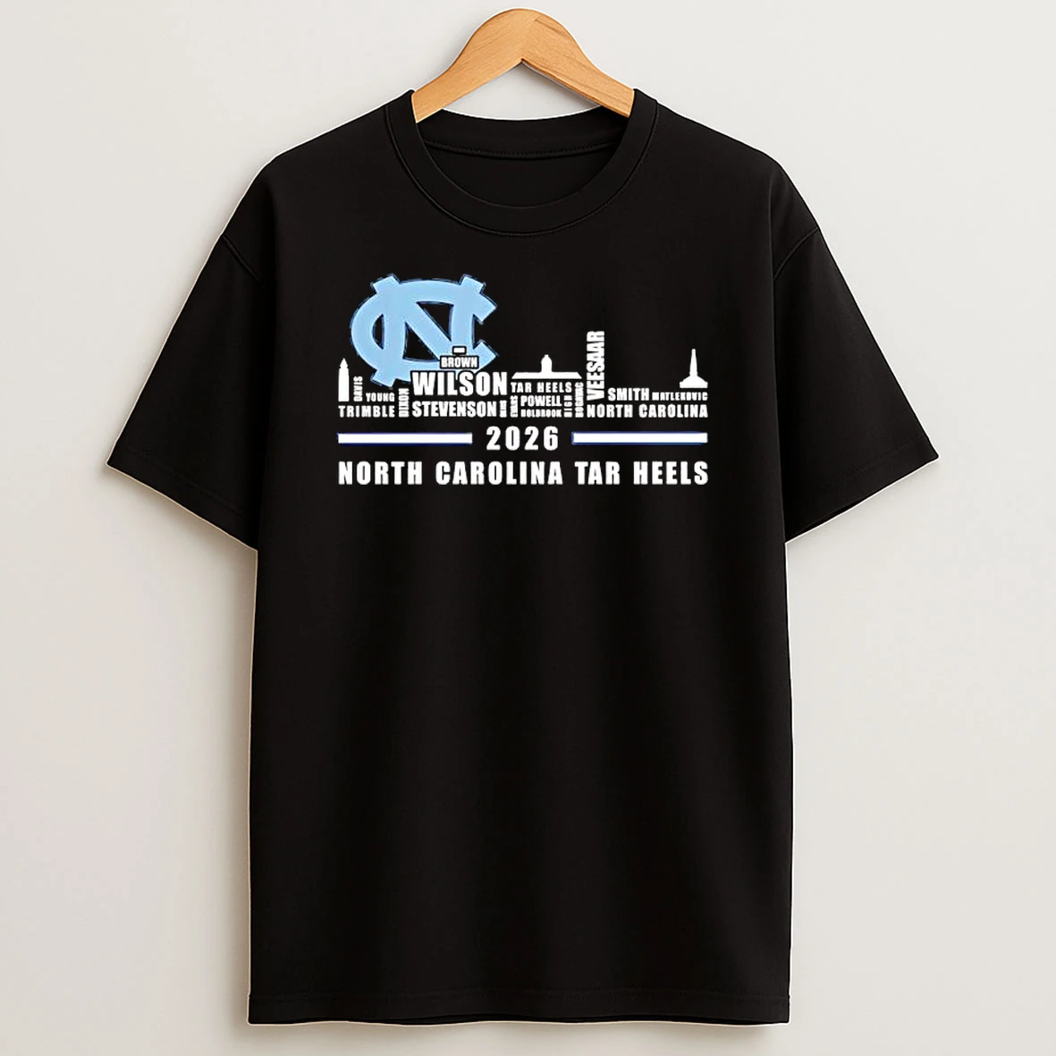 North Carolina Tar Heels 2026 Players Name Of The Skyline City Logo T Shirt