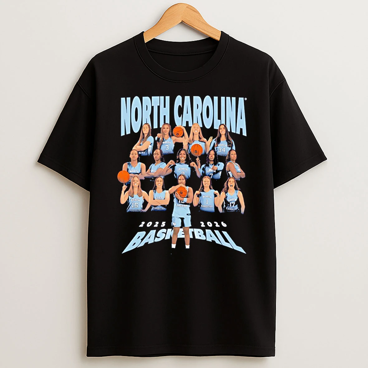 North Carolina Tar Heels Basketball Players 2025 2026 Vintage T Shirt