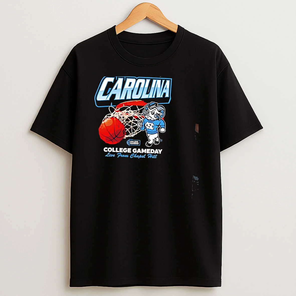 North Carolina Tar Heels College Gameday Rameses Mascot Live From Chapel Hill Graphic T Shirt