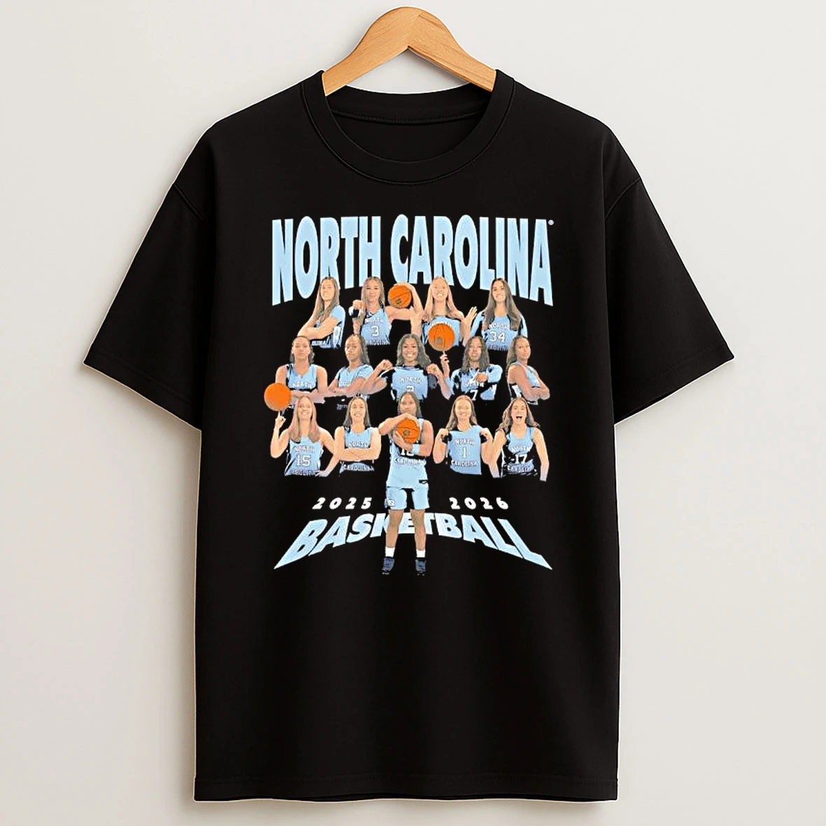 North Carolina Unc Womens Basketball 2025 2026 All Members T Shirt