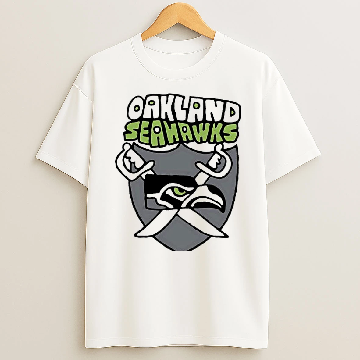 Oakland Seahawks X Raiders Shield Logo T Shirt