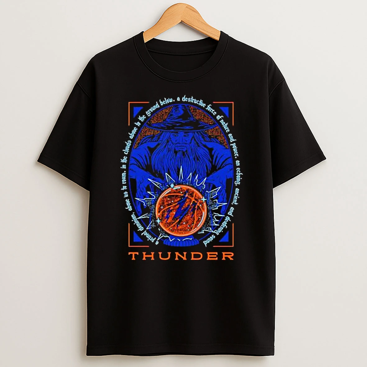 Oklahoma City Thunder Wizard Spell Over A Basketball T Shirt