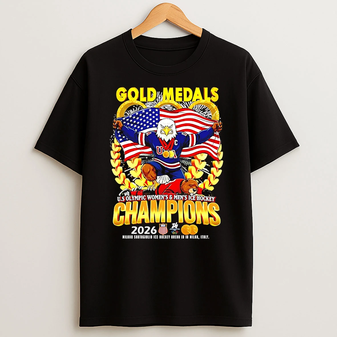 Olympic Ice Womens And Mens Hockey Champions 2026 Usa T Shirt