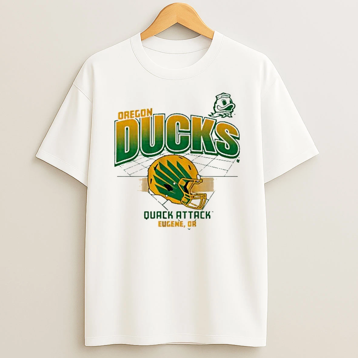 Oregon Football Quack Attack Eugene Or Helmet Grid T Shirt