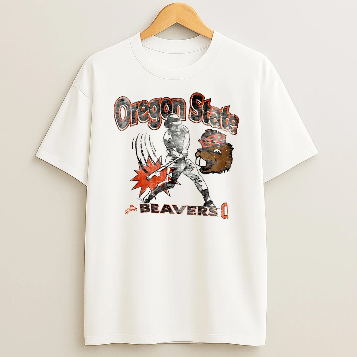 Oregon State Beavers Baseball Player Vintage T Shirt