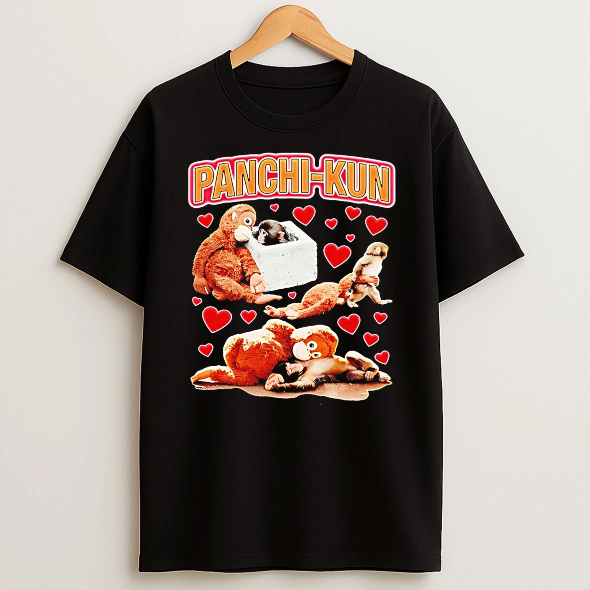 Panchi Kun Heart Monkey Graphic T Shirt
