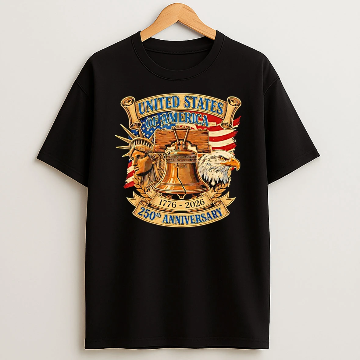 Patriotic Eagle And Flag 250 Years American 4th Of July T Shirt