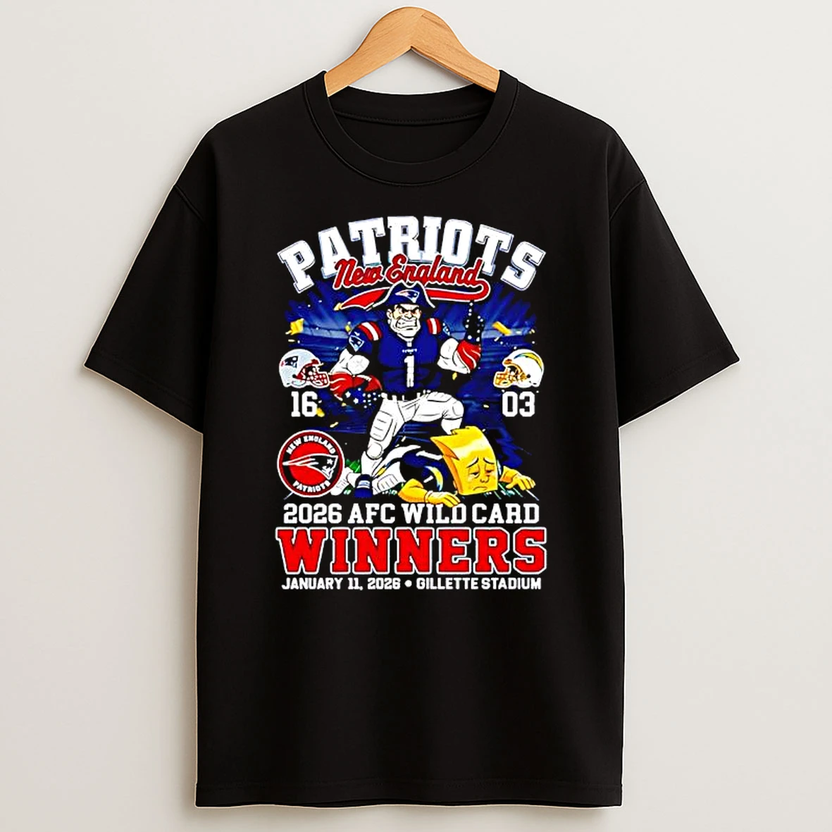 Patriots New England 2026 Afc Wild Card Winners January 11st 2026 At Gillette Stadium T Shirt