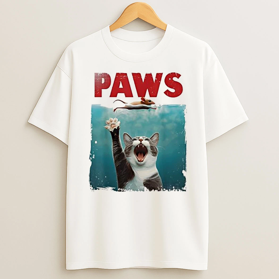 Paws Parody Cat Mouse Humorous Cat Chasing Mouse Kitten T Shirt