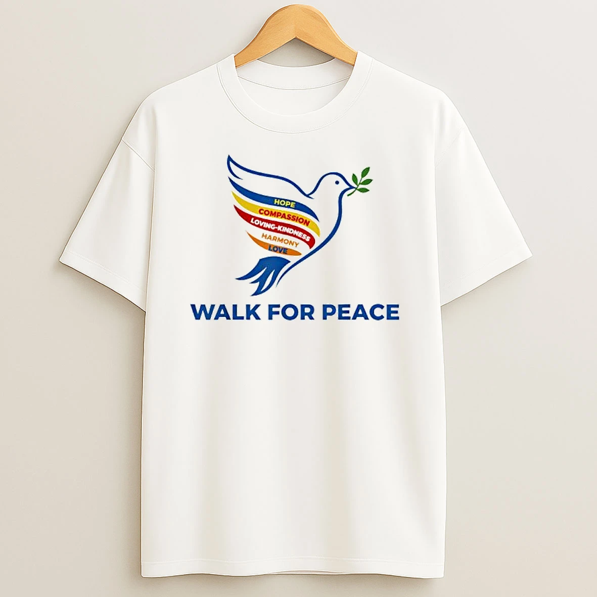 Peace Walk Dove With Olive Branch Message T Shirt