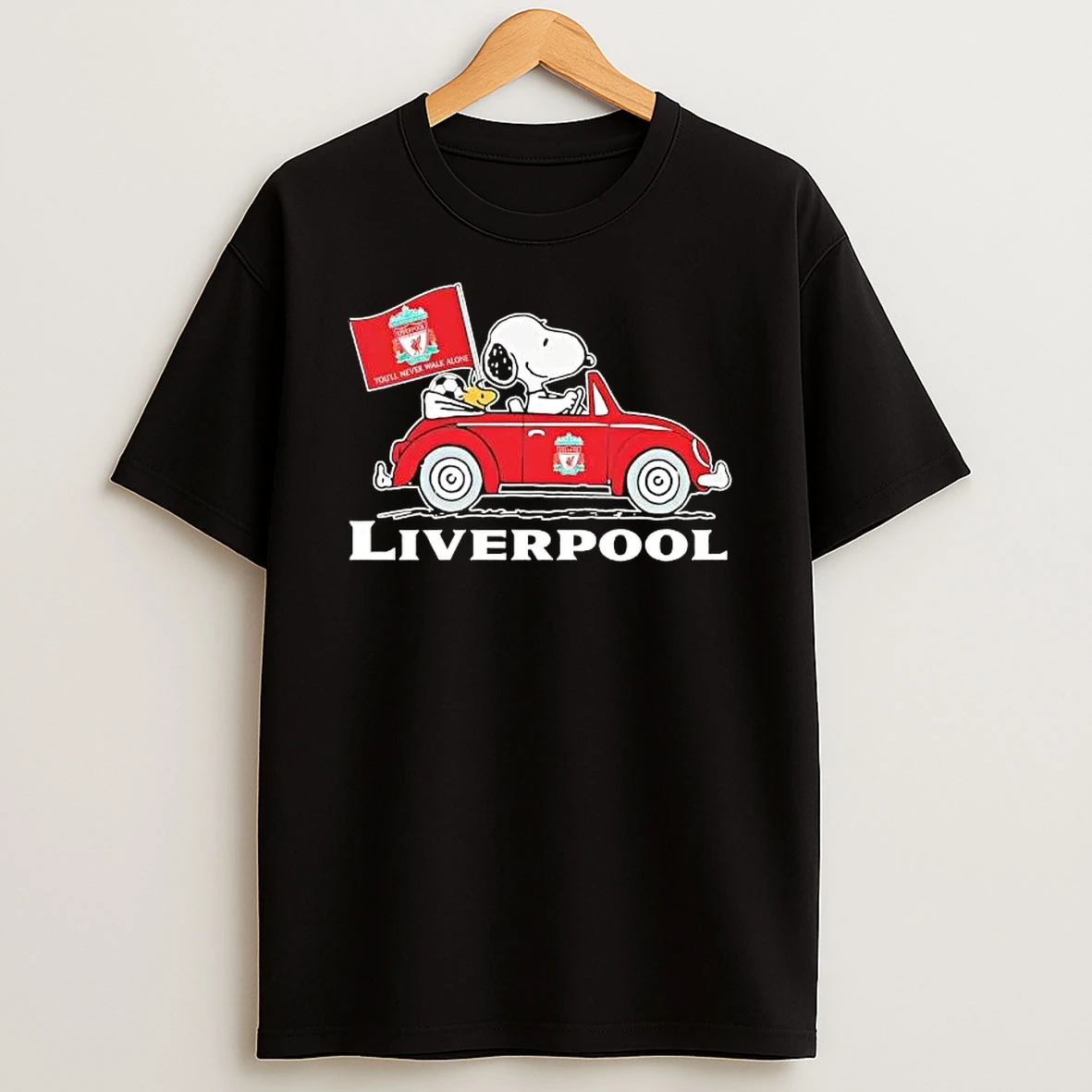 Peanuts Snoopy Driving Car Liverpool Fc T Shirt