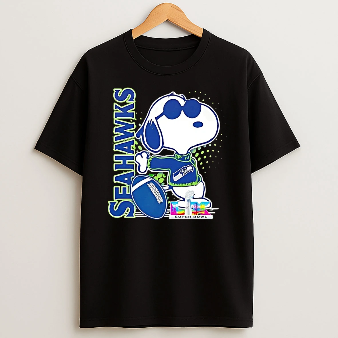 Peanuts Snoopy X Super Bowl Seattle Seahawks Football T Shirt