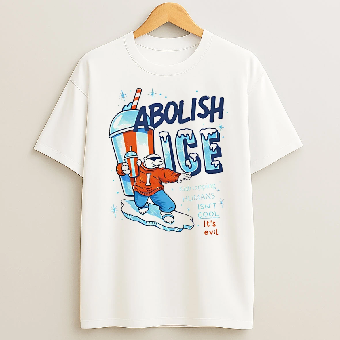 Polar Bear Abolish Ice Parody Kidnapping Humans Isnt Cool Its Evil T Shirt