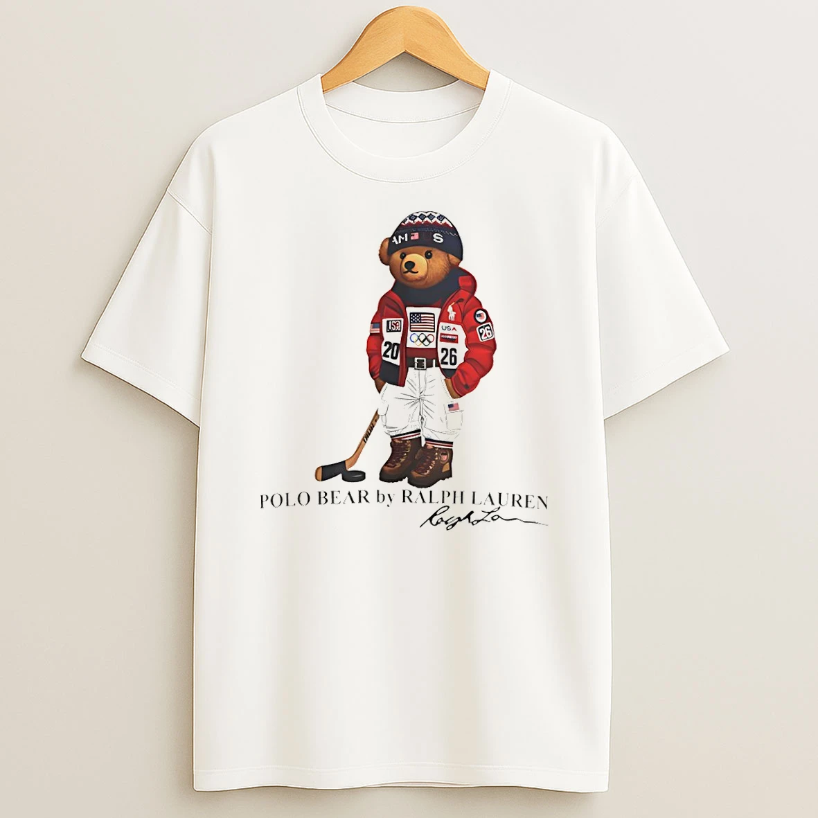 Polo Bear Usa Hockey By Ralph Lauren Olympic 2026 T Shirt