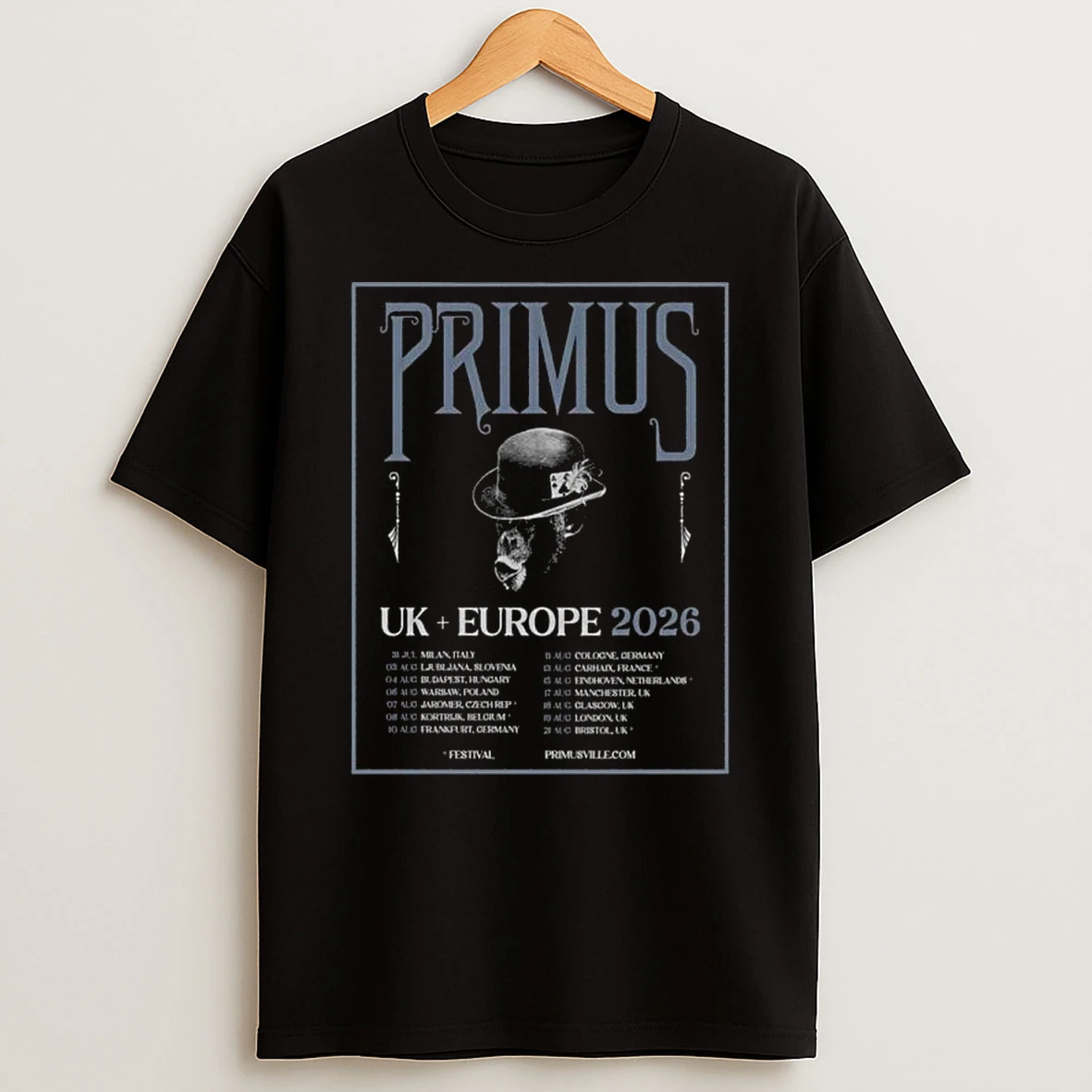 Primus Uk And Europe 2026 Tour Schedule Dates T Shirt