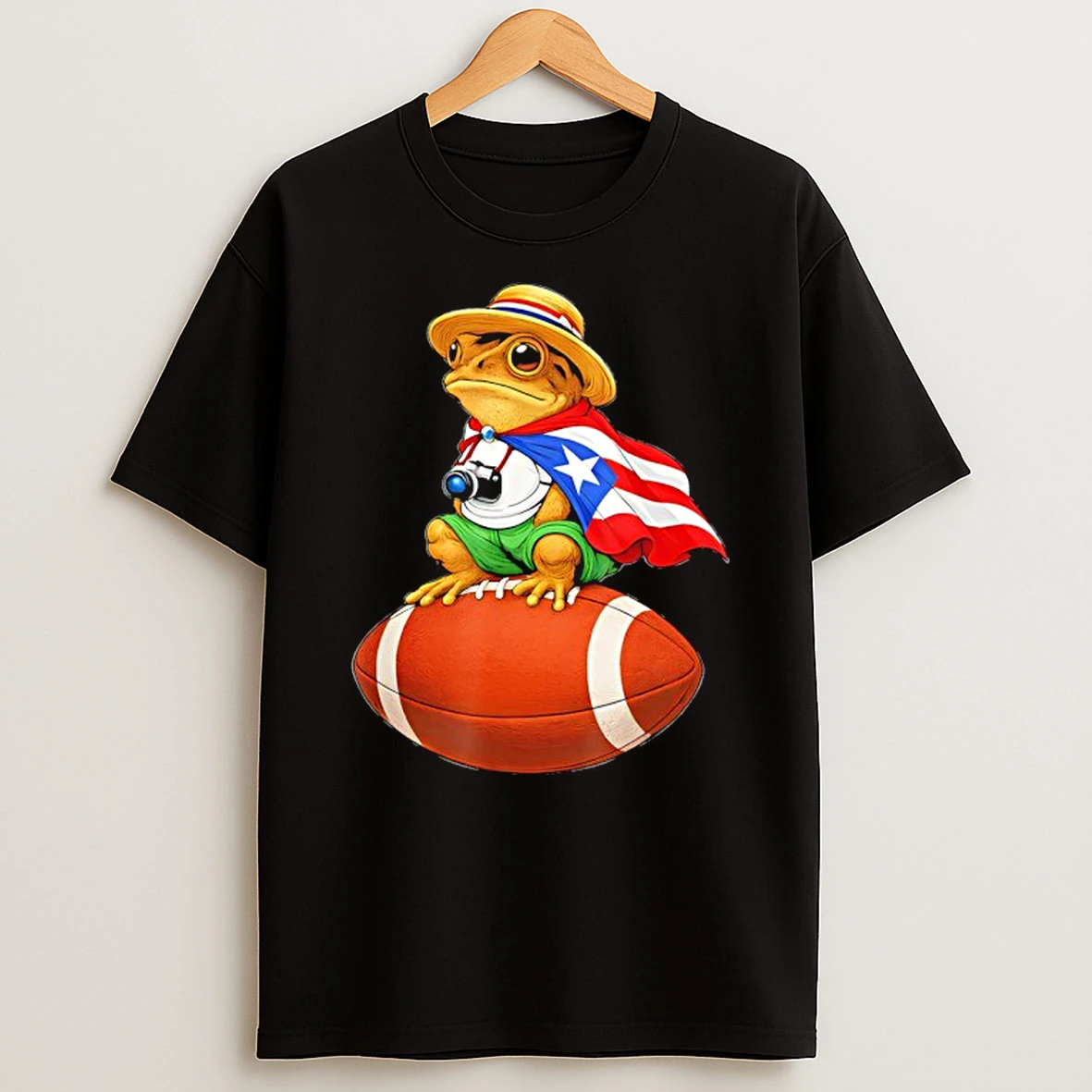 Puerto Rico Coqui Frog Funny Boricua Football T Shirt
