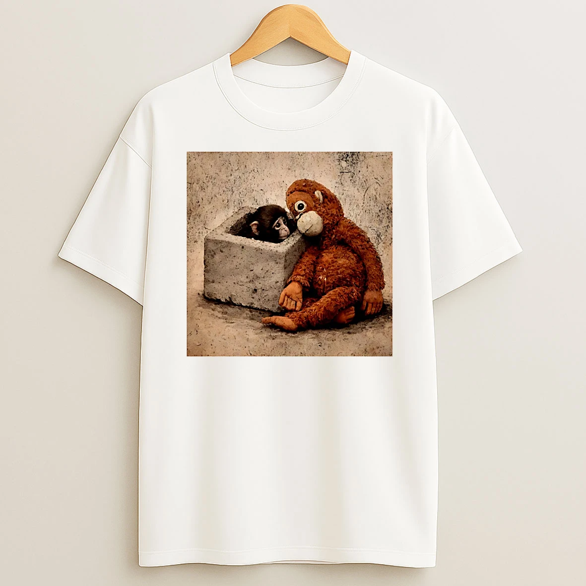 Punch Kun Punch The Monkey Cuddling Plush Toy T Shirt