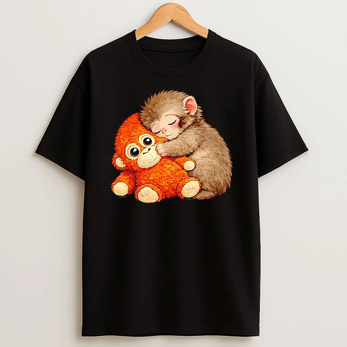 Punch The Monkey Cuddling Plush Toy T Shirt