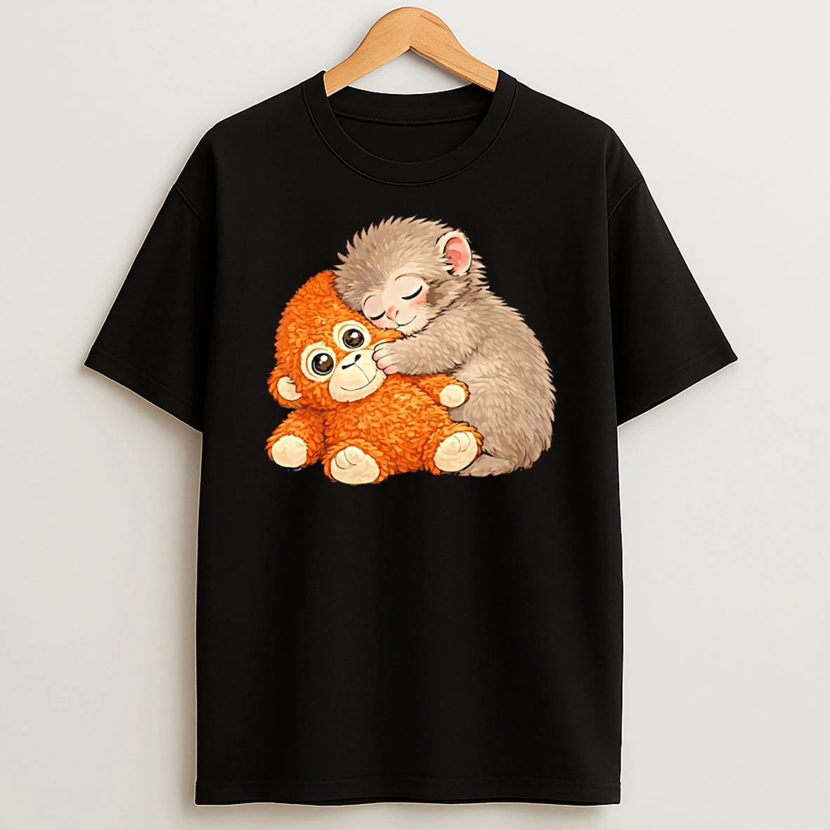 Punch The Monkey Cuddling Stuffed Animal Meme Viral Internet T Shirt