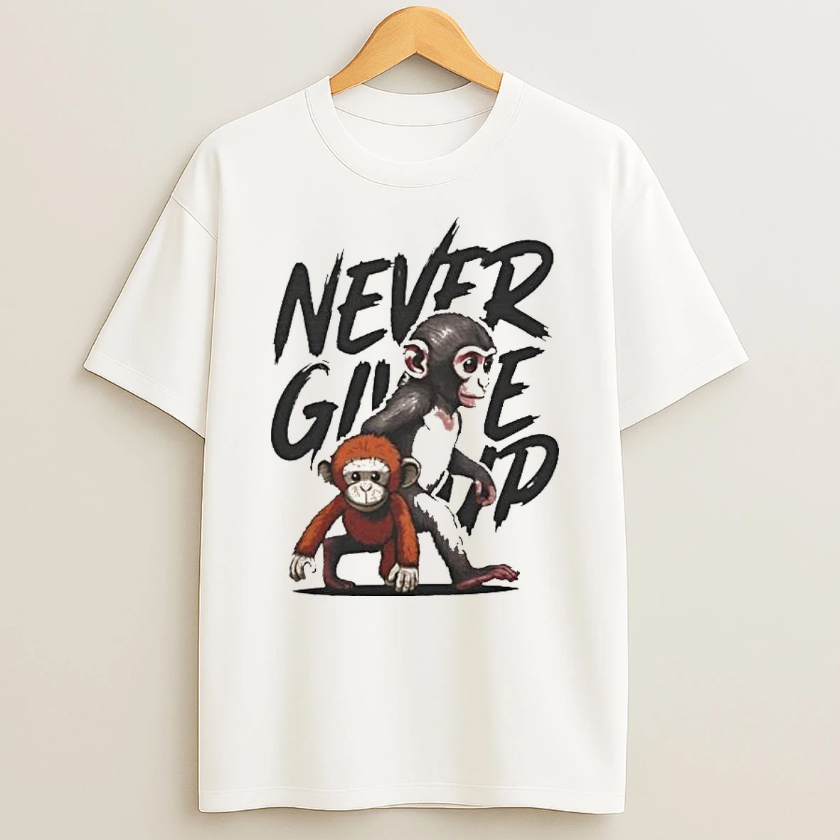 Punch The Monkey Never Give Up T Shirt