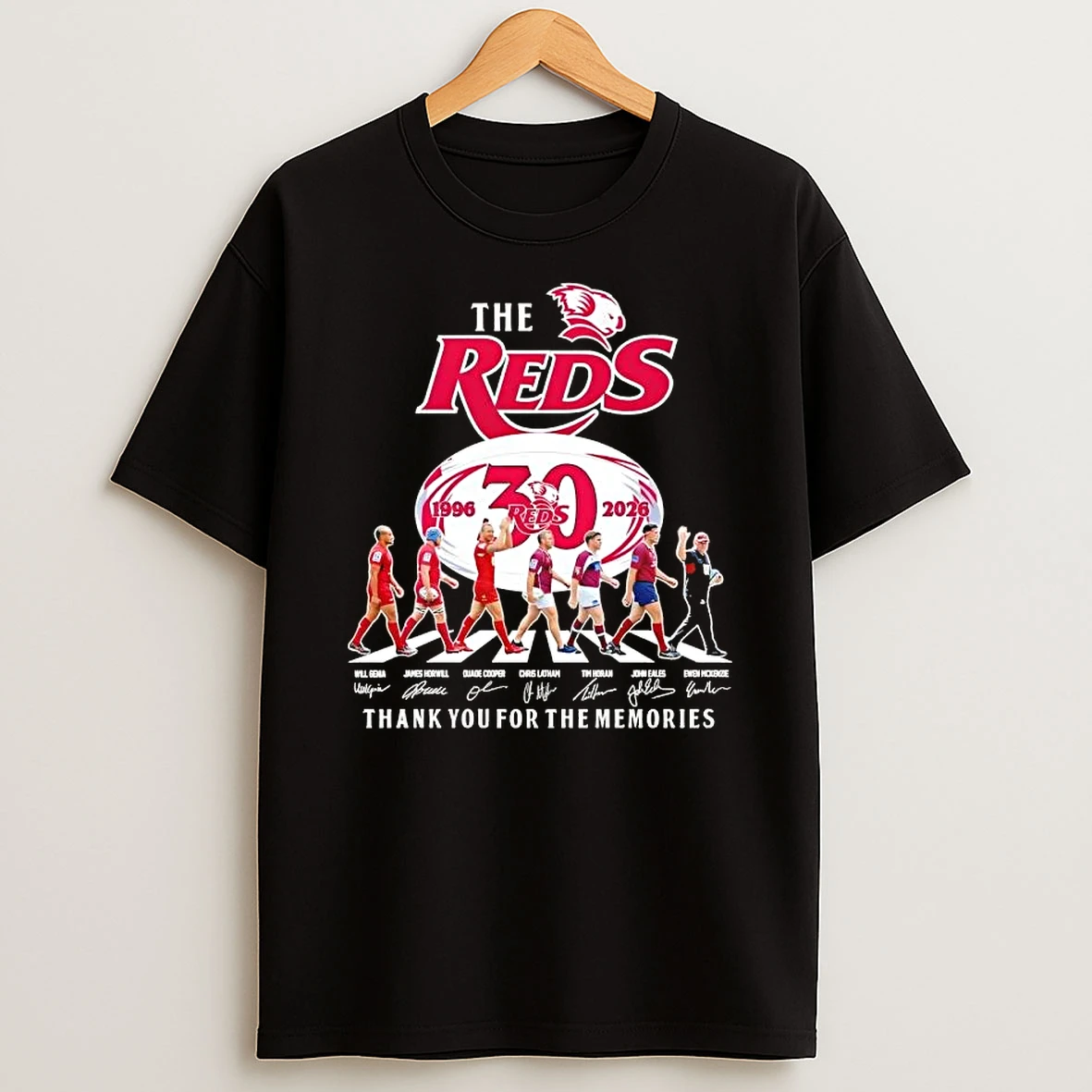 Queensland Reds 30 Years 1996 2026 Will Genia And Legends Abbey Road Signatures T Shirt
