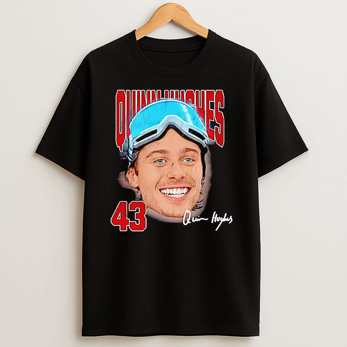 Quinn Hughes Minnesota Wild Goggles Big Head T Shirt