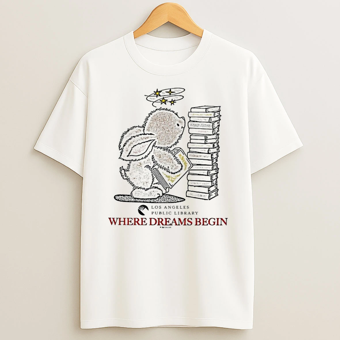 Rabbit Where Dreams Begin Los Angeles Public Library T Shirt