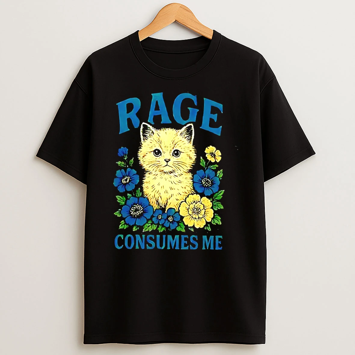 Rage Consumes Me Cat Flower T Shirt