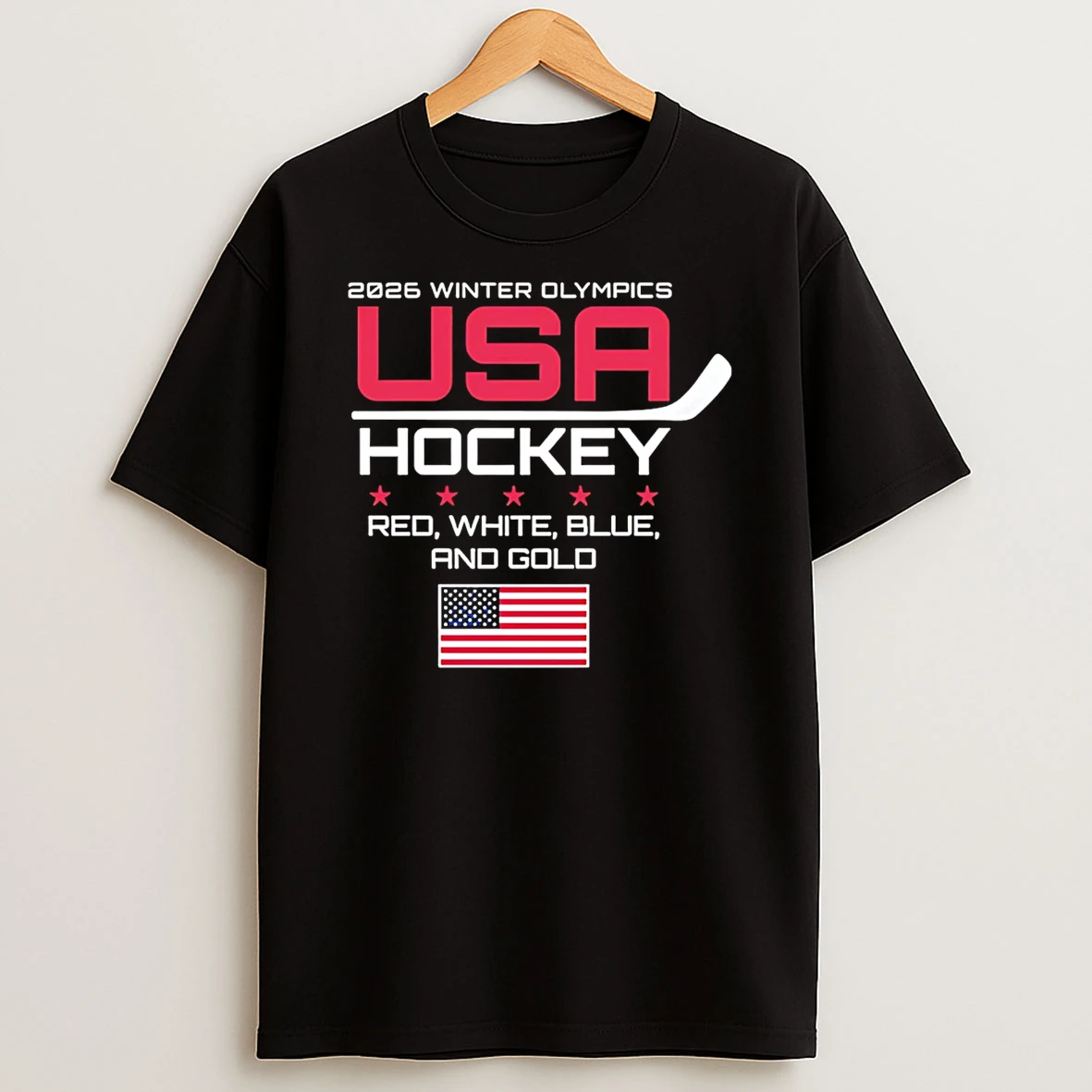 Red White Blue And Gold Usa Hockey 2026 Winter Olympics T Shirt