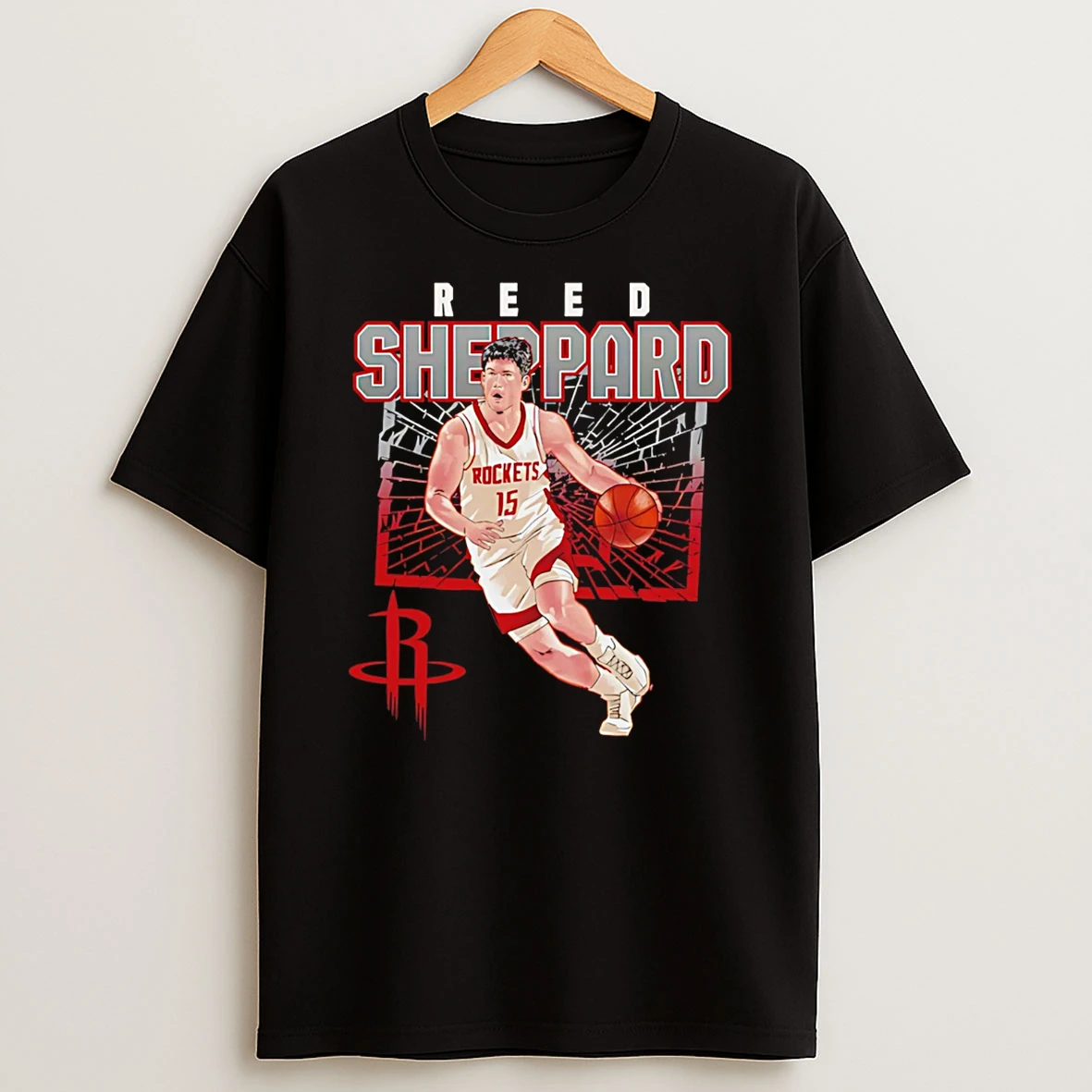 Reed Sheppard Houston Rockets Shattered T Shirt