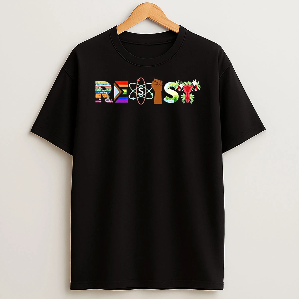 Resist Symbol Flowers T Shirt