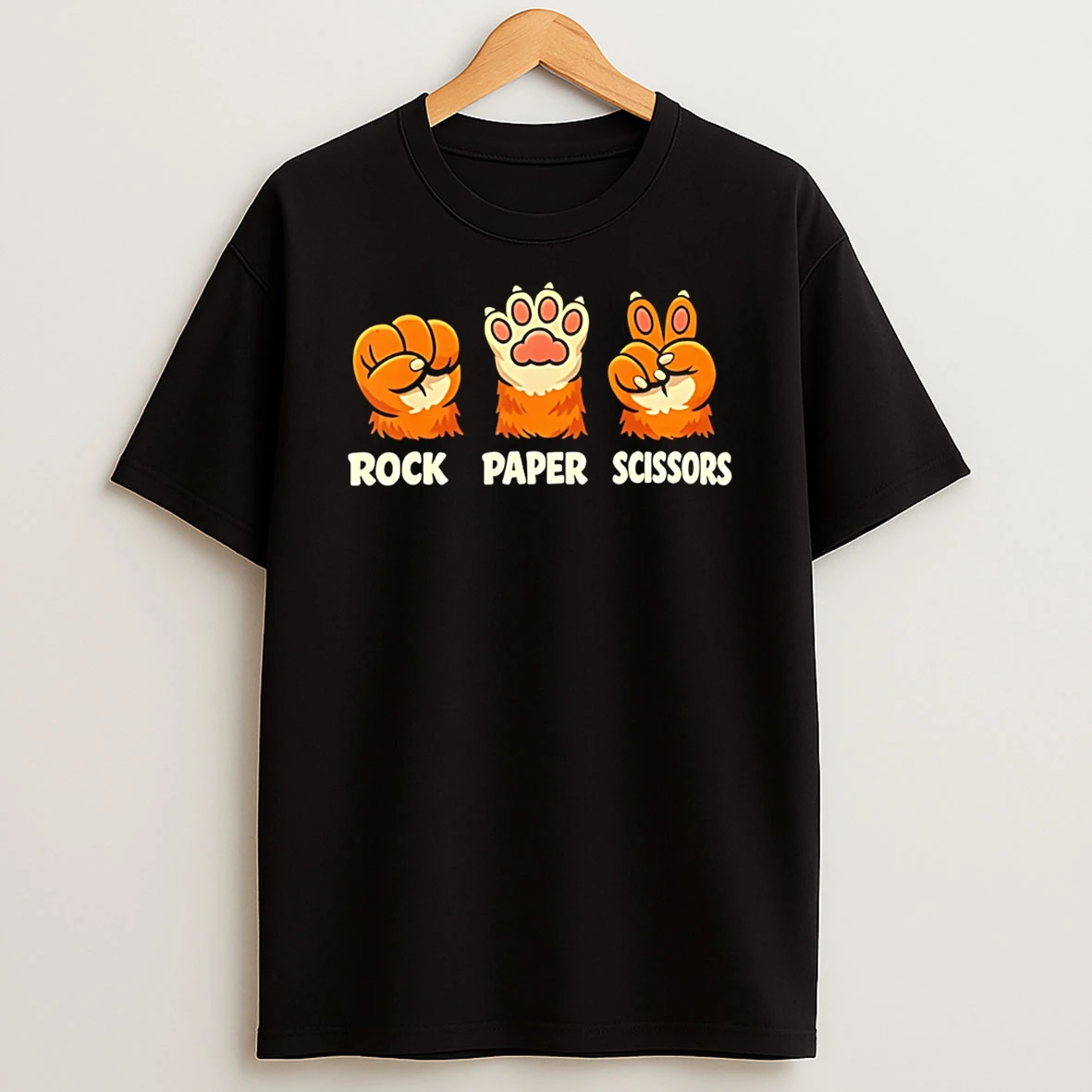 Rock Paper Scissors Cat Paw Humor Pet Lover Meme T Shirt