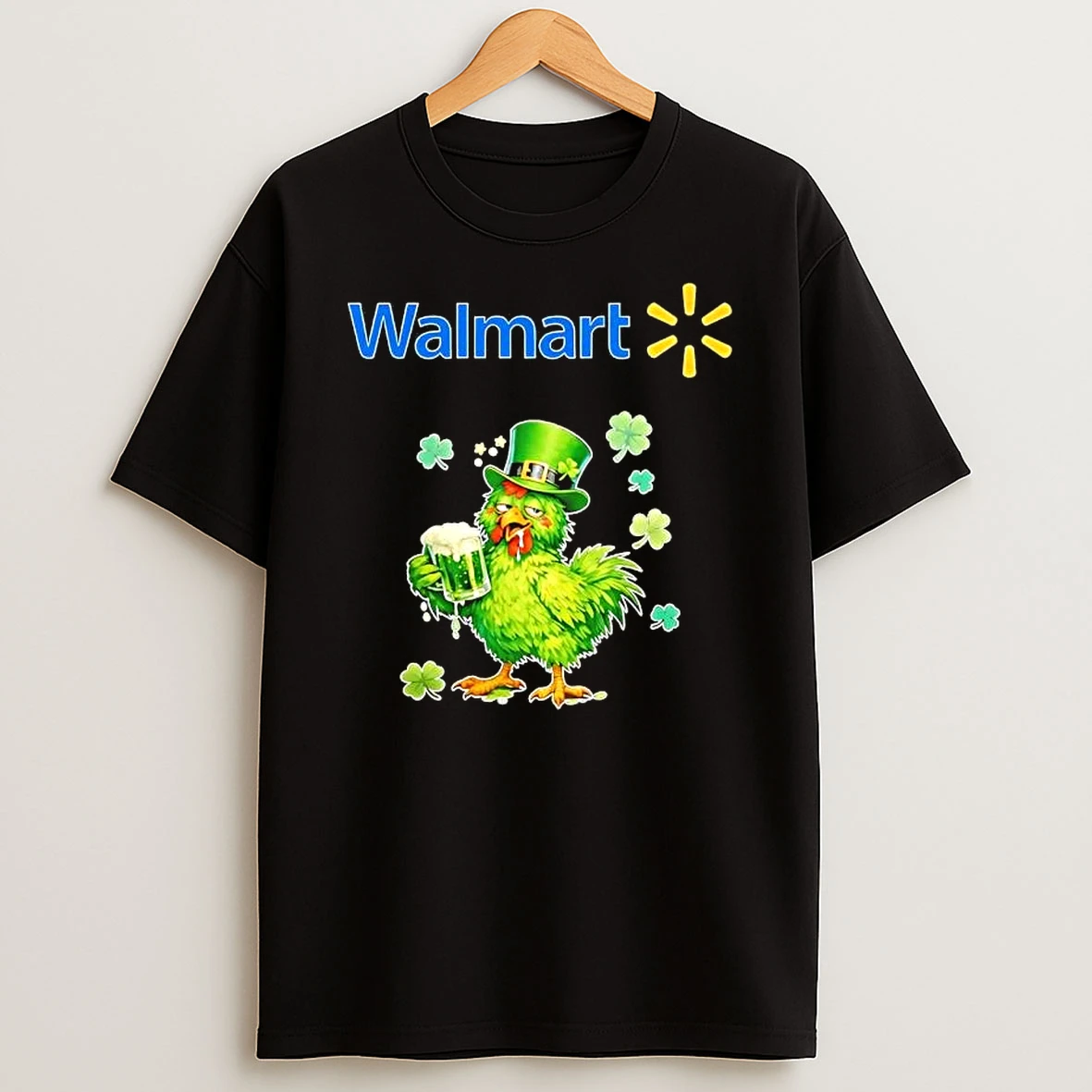 Rooster Drinking Beer X Walmart Happy St Patricks Day T Shirt
