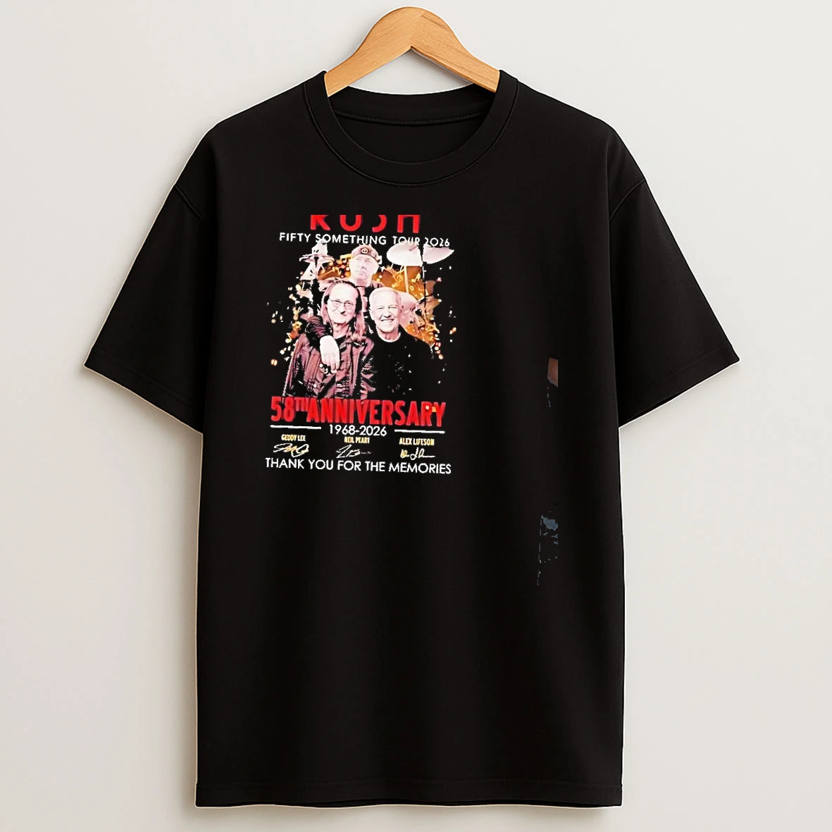 Rush Fifty Something Tour 2026 58th Anniversary 1968 2026 Signatures T Shirt