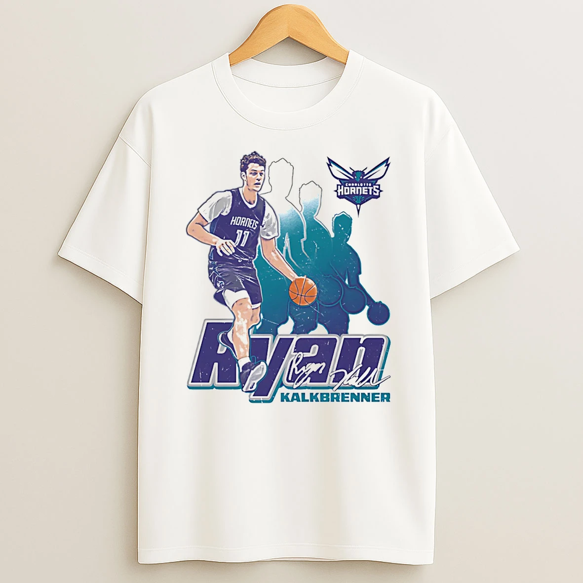 Ryan Kalkbrenner Charlotte Hornets Retro Signature T Shirt