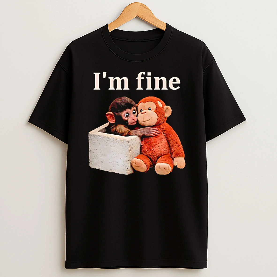 Sad Monkey Punch With An Orange Toy Im Fine T Shirt
