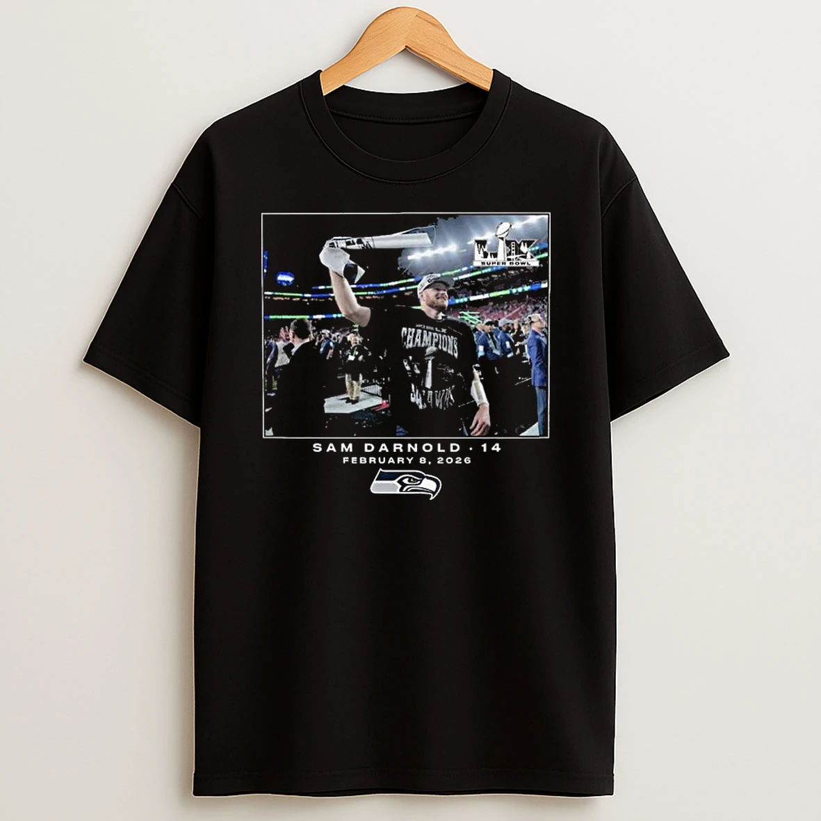 Sam Darnold Black Seattle Seahawks Nfl Flash Features Super Bowl Lx T Shirt