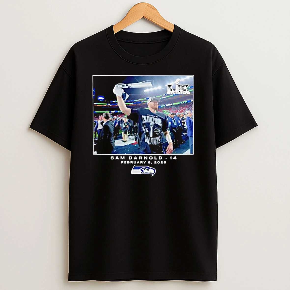 Sam Darnold Seattle Seahawks Nfl Flash Features Super Bowl Lx T Shirt